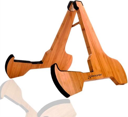 Miwayer Guitar Stand Wood Bamboo A-Frame Folding Thickened Universal, With Soft Leather Protection, Safe Non-Slip Portable Acoustic Guitar Accessories, For Acoustic, Classical, Electric Guitar, Bass… in Kuwait