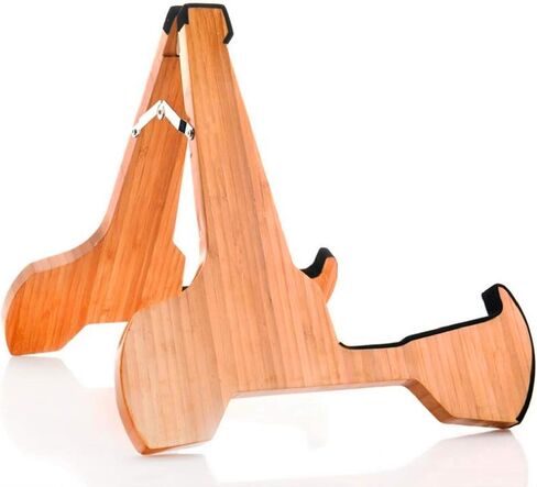 Miwayer Guitar Stand Wood Bamboo A-Frame Folding Thickened Universal, With Soft Leather Protection, Safe Non-Slip Portable Acoustic Guitar Accessories, For Acoustic, Classical, Electric Guitar, Bass… in Kuwait