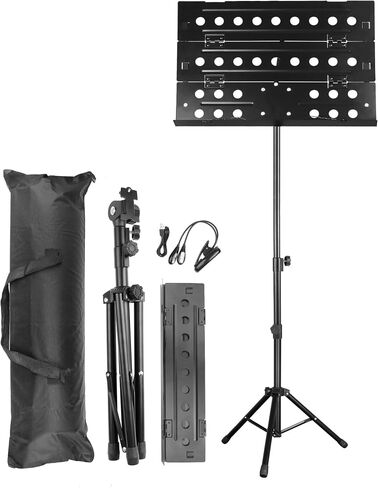 Mr.Power Folding Sheet Music Stand Tri-fold Panel, Height Adjustable Music Holder, Lightweight for Travel & Band & Performance with Carrying Bag + Music Stand Light, for Guitar Violin Cello Orchestra in Saudi Arabia