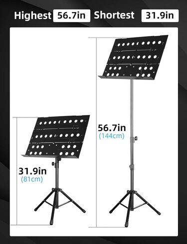 Mr.Power Folding Sheet Music Stand Tri-fold Panel, Height Adjustable Music Holder, Lightweight for Travel & Band & Performance with Carrying Bag + Music Stand Light, for Guitar Violin Cello Orchestra in Saudi Arabia