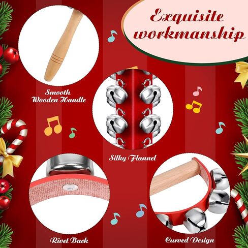 8 Pieces Christmas Handle Sleigh Bells Wooden Hand Bells Handhold Shaker Bells Musical Percussion Instrument for Christmas Holiday Music Party Decoration Birthday Gifts in Saudi Arabia