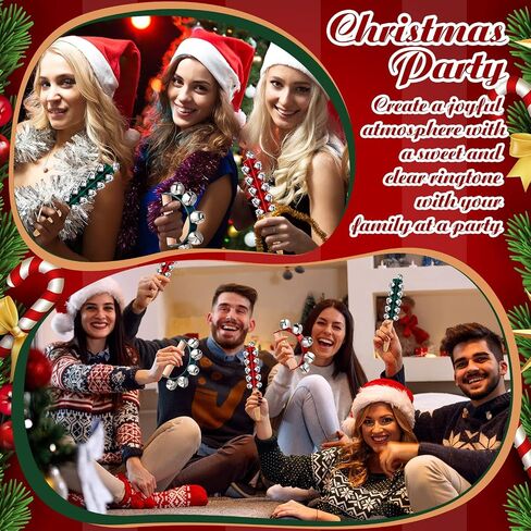 8 Pieces Christmas Handle Sleigh Bells Wooden Hand Bells Handhold Shaker Bells Musical Percussion Instrument for Christmas Holiday Music Party Decoration Birthday Gifts in Saudi Arabia
