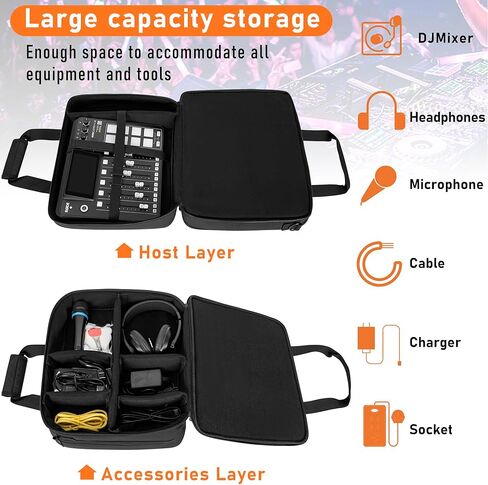 حقيبة TORIBIO Audio Mixer، حقيبة تخزين واقية مبطنة متوافقة مع RODECaster Pro، RODECaster Pro II، حقيبة سفر لخلاط البودكاست مع فواصل قابلة للإزالة لتخزين الكابلات والميكروفونات in Kuwait