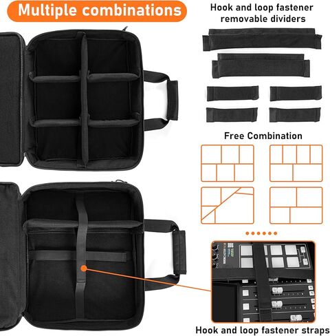 حقيبة TORIBIO Audio Mixer، حقيبة تخزين واقية مبطنة متوافقة مع RODECaster Pro، RODECaster Pro II، حقيبة سفر لخلاط البودكاست مع فواصل قابلة للإزالة لتخزين الكابلات والميكروفونات in Kuwait