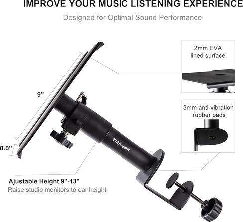 هوبويل حامل شاشة الاستوديو، زوج، حوامل مكبر صوت لسطح المكتب مع مشبك مكتب، حامل مكبر صوت رف الكتب in Kuwait