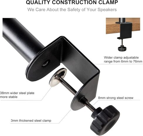 هوبويل حامل شاشة الاستوديو، زوج، حوامل مكبر صوت لسطح المكتب مع مشبك مكتب، حامل مكبر صوت رف الكتب in Kuwait