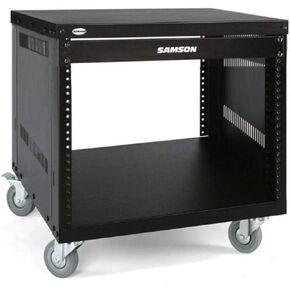Samson SRK Universal Equipment Rack Stands 8 Space, 3-Inch Locking Casters Flanged Panel, 19-Inch, Black