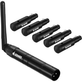 Donner DMX512 وحدة تحكم DMX لاسلكية DMX Dfi 2.4G 7 أجهزة استقبال مع بطارية مدمجة وقبة ضوء وجهاز إرسال واحد لإضاءة شريط حفلات الديسكو LED، التحكم في إضاءة المسرح 8 قطع