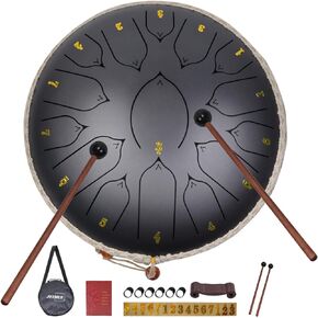 Steel Tongue Drum 8 Notes 6 Inches Steel Drum with Drum Bag, Music Book, Drum Mallets, Mallet Holder and Stickers Tongue Drum for Yoga, Meditation, Prenatal Music Education