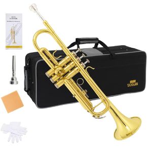 أداة بوق Bb من JUUXAAN نحاسية قياسية مع حافظة صلبة، حامل بوق خمس أرجل، قفازات، فتحة فم 7C وزيت صمام للمبتدئين (فضي) in Kuwait