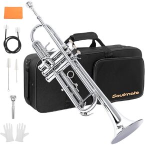 Soulmate Trumpet, Bb Standard Trumpet for Beginner, Brass Student Trumpet Instrument with Carrying Hard Case, Cleaning Kit, 7C Mouthpiece and Gloves(Purple Trumpet Set) in Saudi Arabia