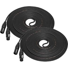 كابلات MIKIZ XLR بطول 50 قدمًا 2 حزم سلك ميكروفون متوازن ممتاز 3 دبوس XLR ذكر إلى أنثى 50 قدم