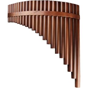 22/25 Pipes C Key Professional Pan Flute Chinese Traditional Musical Instrument Pan Pipes Easy to Learn with Exquisite Brown Pan Pipes Flute and Black Leather Bag (22-Left Hand)