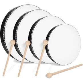 CertBuy 4 Pcs Kids Hand Drums Adults Wood Frame Drum with Drum Stick, 10 Inch 8 Inch 6 Inch 4 Inch Educational Musical Instruments for Adults Drums Beginners for Home School Party Supplies in Kuwait