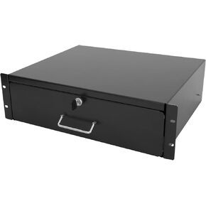 RAISING ELECTRONICS Drawer Server Cabinet Case 19 Inch Locking Rack Mount DJ Lockable Deep Drawer with Key (2U)