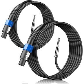 Wdpqyy 2-Pack 10 Feet Audio Speakon to 1/4 Inch TS Speaker Cable, Professional 12AWG Guage Wire Audio Speaker Cable with Twist Lock
