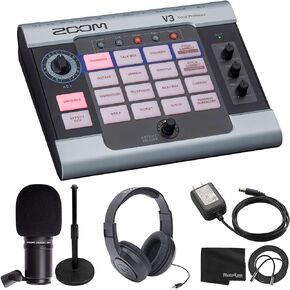 Zoom V3 Vocal Effects Processor + Zoom ZDM-1 Dynamic Microphone + Zoom AD-16 9V AC Adapter + Audio Headphones + Adjustable Desk Microphone Stand - Deluxe Bundle in Saudi Arabia
