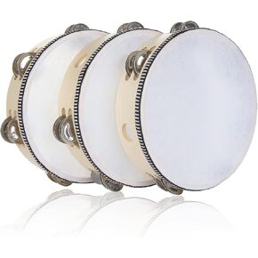 3 Pack 8 inch Tambourine for Adults Hand Held Wood Tambourine Metal Jingles Musical Educational Instrument Rhythm Percussion Tambourine for KTV, Party, Church (Single Row) in Kuwait