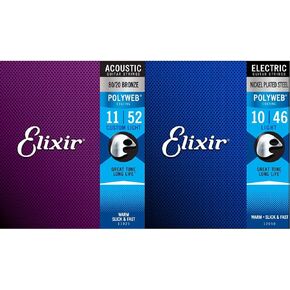 Elixir Strings 80/20 Bronze Acoustic Guitar Strings w POLYWEB Coating, Light (.012-.053)