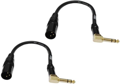 Audio 2000s E14101P2 1/4 بوصة TRS الزاوية اليمنى إلى XLR ذكر 1 قدم كابل الصوت (2 حزمة) in Saudi Arabia