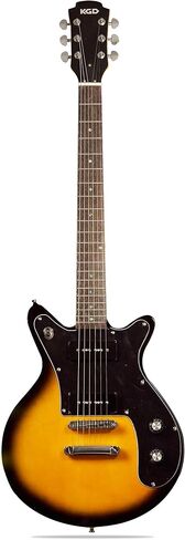 جيتار كهربائي KGD مع 6 أوتار، جيتار كهربائي بجسم صلب، بيك اب P90، جوز عظم، اليد اليمنى، 22 فريتس، ​​لوح فريتس من خشب الورد، جسم الماهوجني (لونين أمة الله) in Kuwait