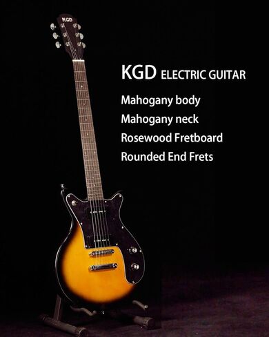 جيتار كهربائي KGD مع 6 أوتار، جيتار كهربائي بجسم صلب، بيك اب P90، جوز عظم، اليد اليمنى، 22 فريتس، ​​لوح فريتس من خشب الورد، جسم الماهوجني (لونين أمة الله) in Kuwait