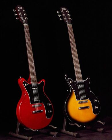 جيتار كهربائي KGD مع 6 أوتار، جيتار كهربائي بجسم صلب، بيك اب P90، جوز عظم، اليد اليمنى، 22 فريتس، ​​لوح فريتس من خشب الورد، جسم الماهوجني (لونين أمة الله) in Kuwait