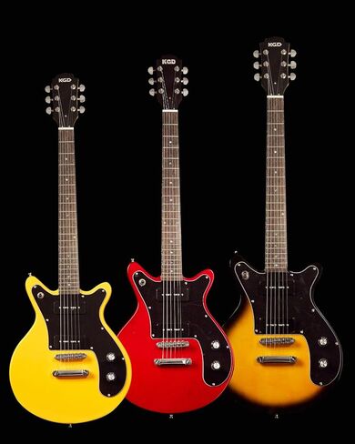 جيتار كهربائي KGD مع 6 أوتار، جيتار كهربائي بجسم صلب، بيك اب P90، جوز عظم، اليد اليمنى، 22 فريتس، ​​لوح فريتس من خشب الورد، جسم الماهوجني (لونين أمة الله) in Kuwait