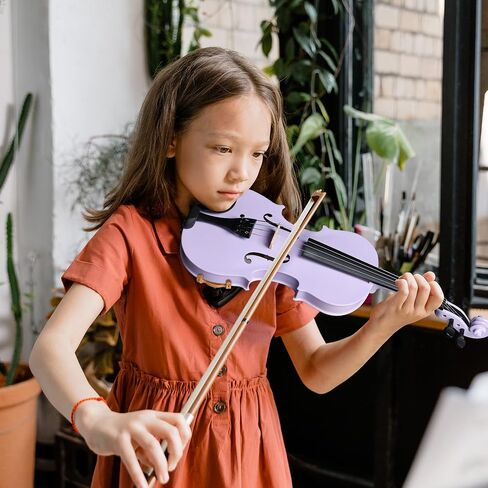 ADM Acoustic Violin for Kids Beginners, 4/4 Full Size Acoustic Violin Fiddle for Teens Students Beginners Violin Starter Kit with Case, Rosin, Shoulder Rest, Bow, Violin Music Stand and Strings,Purple in Saudi Arabia