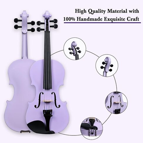 ADM Acoustic Violin for Kids Beginners, 4/4 Full Size Acoustic Violin Fiddle for Teens Students Beginners Violin Starter Kit with Case, Rosin, Shoulder Rest, Bow, Violin Music Stand and Strings,Purple in Saudi Arabia