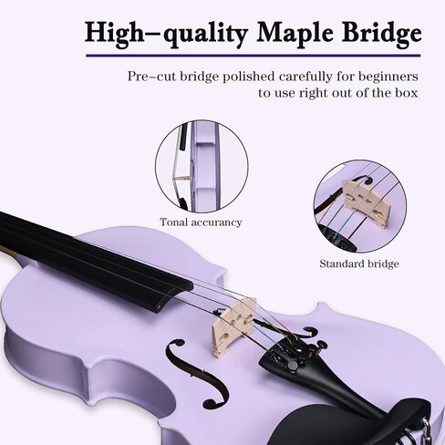 ADM Acoustic Violin for Kids Beginners, 4/4 Full Size Acoustic Violin Fiddle for Teens Students Beginners Violin Starter Kit with Case, Rosin, Shoulder Rest, Bow, Violin Music Stand and Strings,Purple in Saudi Arabia