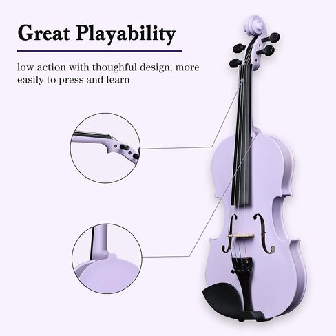 ADM Acoustic Violin for Kids Beginners, 4/4 Full Size Acoustic Violin Fiddle for Teens Students Beginners Violin Starter Kit with Case, Rosin, Shoulder Rest, Bow, Violin Music Stand and Strings,Purple in Saudi Arabia