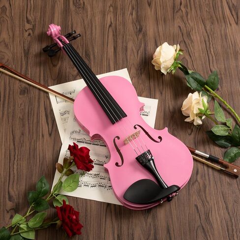 ARTALL 3/4 Handmade Student Acoustic Violin Beginner Pack with Bow, Hard Case, Chin Rest, Spare Strings, Rosin and Bridge, Glossy White in Kuwait