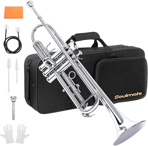 Soulmate Trumpet, Bb Standard Trumpet for Beginner, Brass Student Trumpet Instrument with Carrying Hard Case, Cleaning Kit, 7C Mouthpiece and Gloves(Purple Trumpet Set) in Saudi Arabia