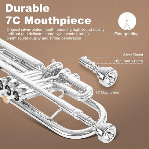 Soulmate Trumpet, Bb Standard Trumpet for Beginner, Brass Student Trumpet Instrument with Carrying Hard Case, Cleaning Kit, 7C Mouthpiece and Gloves(Purple Trumpet Set) in Saudi Arabia