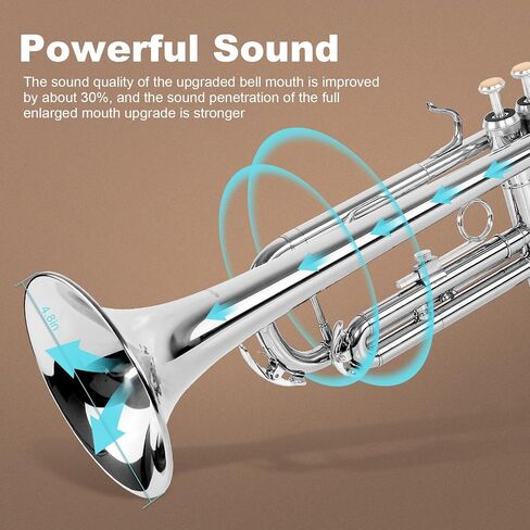 Soulmate Trumpet, Bb Standard Trumpet for Beginner, Brass Student Trumpet Instrument with Carrying Hard Case, Cleaning Kit, 7C Mouthpiece and Gloves(Purple Trumpet Set) in Saudi Arabia
