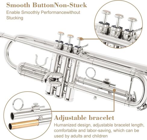 Soulmate Trumpet, Bb Standard Trumpet for Beginner, Brass Student Trumpet Instrument with Carrying Hard Case, Cleaning Kit, 7C Mouthpiece and Gloves(Purple Trumpet Set) in Saudi Arabia