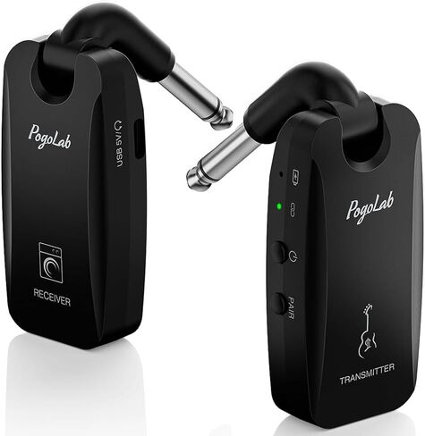 POGOLAB 5.8GHz Wireless Guitar System, Rechargeable Wireless Guitar Transmitter Receiver with 3.5 mm Headphone Adapter & Storage Bag, Digital Audio Wireless System for Electric Guitars Bass in Kuwait