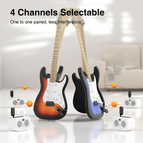 POGOLAB 5.8GHz Wireless Guitar System, Rechargeable Wireless Guitar Transmitter Receiver with 3.5 mm Headphone Adapter & Storage Bag, Digital Audio Wireless System for Electric Guitars Bass in Kuwait
