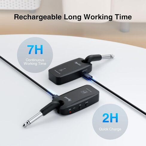 POGOLAB 5.8GHz Wireless Guitar System, Rechargeable Wireless Guitar Transmitter Receiver with 3.5 mm Headphone Adapter & Storage Bag, Digital Audio Wireless System for Electric Guitars Bass in Kuwait