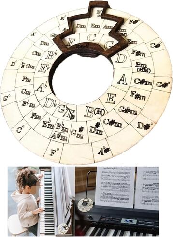 أداة اللحن الخشبية - عجلة دائرة الأخماس - عجلة وتر خشبية دائرية للموسيقيين مؤلفي الأغاني - أدوات تعليمية موسيقية وإكسسوارات للتوقيع الرئيسي لأوتار النوتات in Kuwait