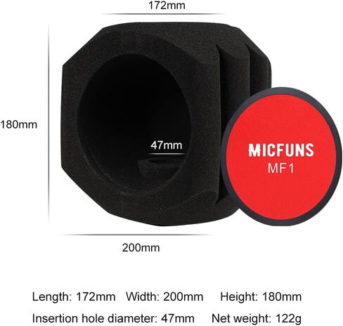 مرشح بوب درع الرياح للميكروفون الملون من Micfuns، مرشح صوتي لميكروفونات استوديوهات التسجيل مقاس 1.77 بوصة - 2.36 بوصة، رغوة ممتصة للصوت تقلل الضوضاء والانعكاسات (أحمر) in Kuwait