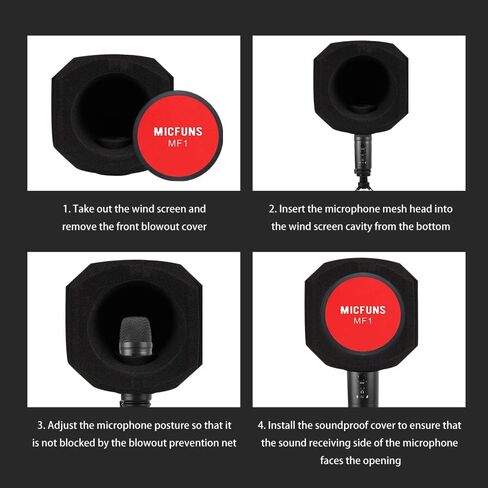 مرشح بوب درع الرياح للميكروفون الملون من Micfuns، مرشح صوتي لميكروفونات استوديوهات التسجيل مقاس 1.77 بوصة - 2.36 بوصة، رغوة ممتصة للصوت تقلل الضوضاء والانعكاسات (أحمر) in Kuwait