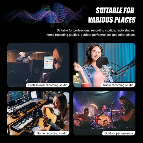 مرشح بوب درع الرياح للميكروفون الملون من Micfuns، مرشح صوتي لميكروفونات استوديوهات التسجيل مقاس 1.77 بوصة - 2.36 بوصة، رغوة ممتصة للصوت تقلل الضوضاء والانعكاسات (أحمر) in Kuwait