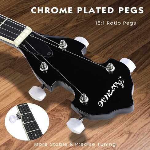 اسموز 5 اوتار بانجو، بانجو بالحجم الكامل مع 24 دعامة للمبتدئين، مجموعة بانجو للمبتدئين مع شنطة وحزام موالف واوتار بيك اب in Kuwait