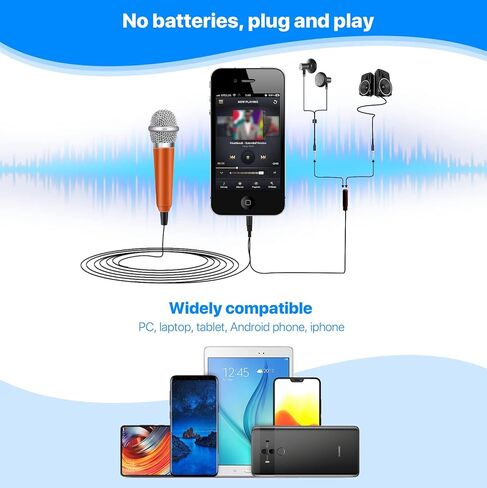 Mini Microphone,Tiny Microphone,Phone Microphone, Asmr Microphone,Mini Karaoke Microphone,forVoiceRecording Chatting and Singing on iPhone,Android,PC(Blue) in Kuwait