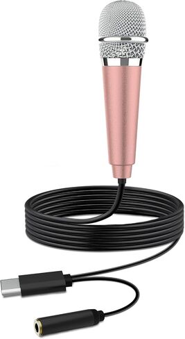 USB C Mini Karaoke Microphone for Android Phone, Laptop, Tablets Small ASMR Microphone for Voice Video Recording Singing, Vlogging, Podcasting YouTube (1 PCS Silver) in Kuwait