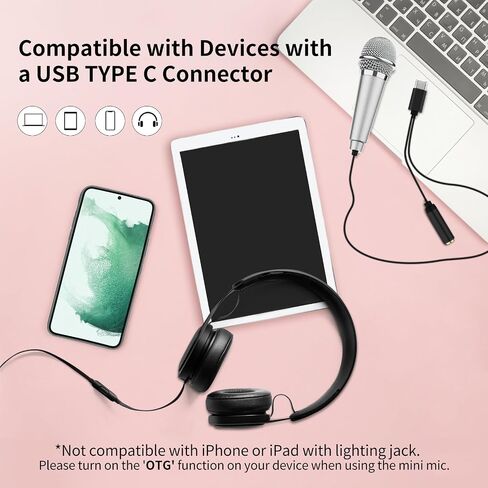 USB C Mini Karaoke Microphone for Android Phone, Laptop, Tablets Small ASMR Microphone for Voice Video Recording Singing, Vlogging, Podcasting YouTube (1 PCS Silver) in Kuwait