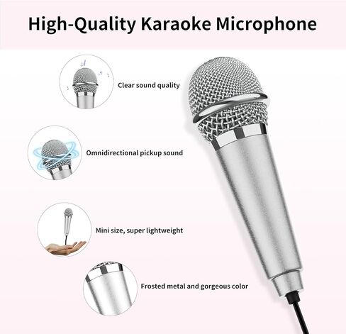 USB C Mini Karaoke Microphone for Android Phone, Laptop, Tablets Small ASMR Microphone for Voice Video Recording Singing, Vlogging, Podcasting YouTube (1 PCS Silver) in Kuwait
