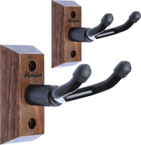 شماعة تثبيت على الحائط من القيثارة، حامل شماعة القيثارة من الجوز الأسود من Moodve للجدار يناسب القيثارة/المندولين/البانجو، عرض شماعة القيثارة للحفلات الموسيقية، المنزل، الاستوديو، المعرض (2P) in Kuwait